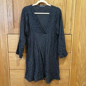 Cut Loose Gingham V Neck Dress Blue Black Size Small Coastal Lagenlook Beach